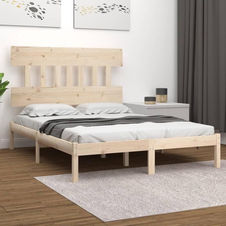 VidaXL Bedframe Massief Grenenhout 120x190 cm Houten Bedframe Massief Grenenhout Tweepersoonsbed Bedbodems Hoofdbord Slaapkamers - Foto 2