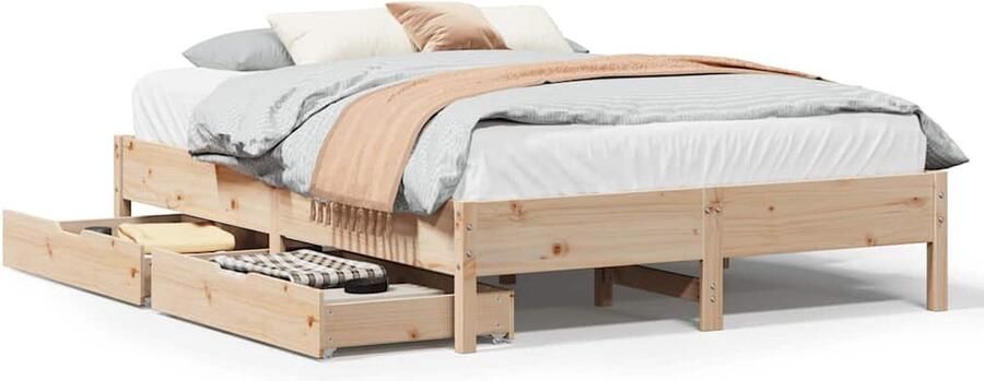 VidaXL Bedframe Massief Grenenhout 120x190 cm Inclusief Lades