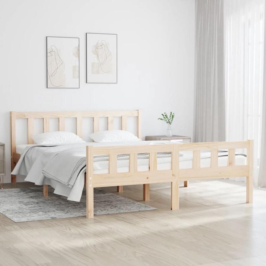VidaXL Bedframe Massief Grenenhout 120x190 cm Klassieke Bed Massief Grenenhout Bedframe Tweepersoonsbed Rustic Bed Slaapcomfort - Foto 3