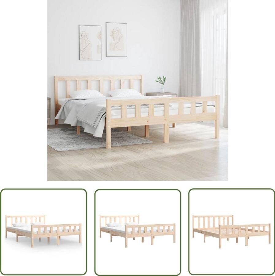 VidaXL Bedframe Massief Grenenhout 120x190 cm Klassieke Bed Massief Grenenhout Bedframe Tweepersoonsbed Rustic Bed Slaapcomfort - Foto 2