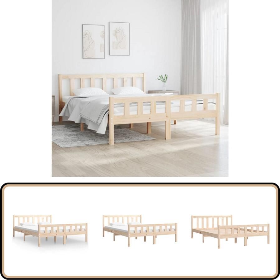 VidaXL Bedframe Massief Grenenhout 120x190 cm Klassieke Bed Massief Grenenhout Bedframe Tweepersoonsbed Rustic Bed Slaapcomfort