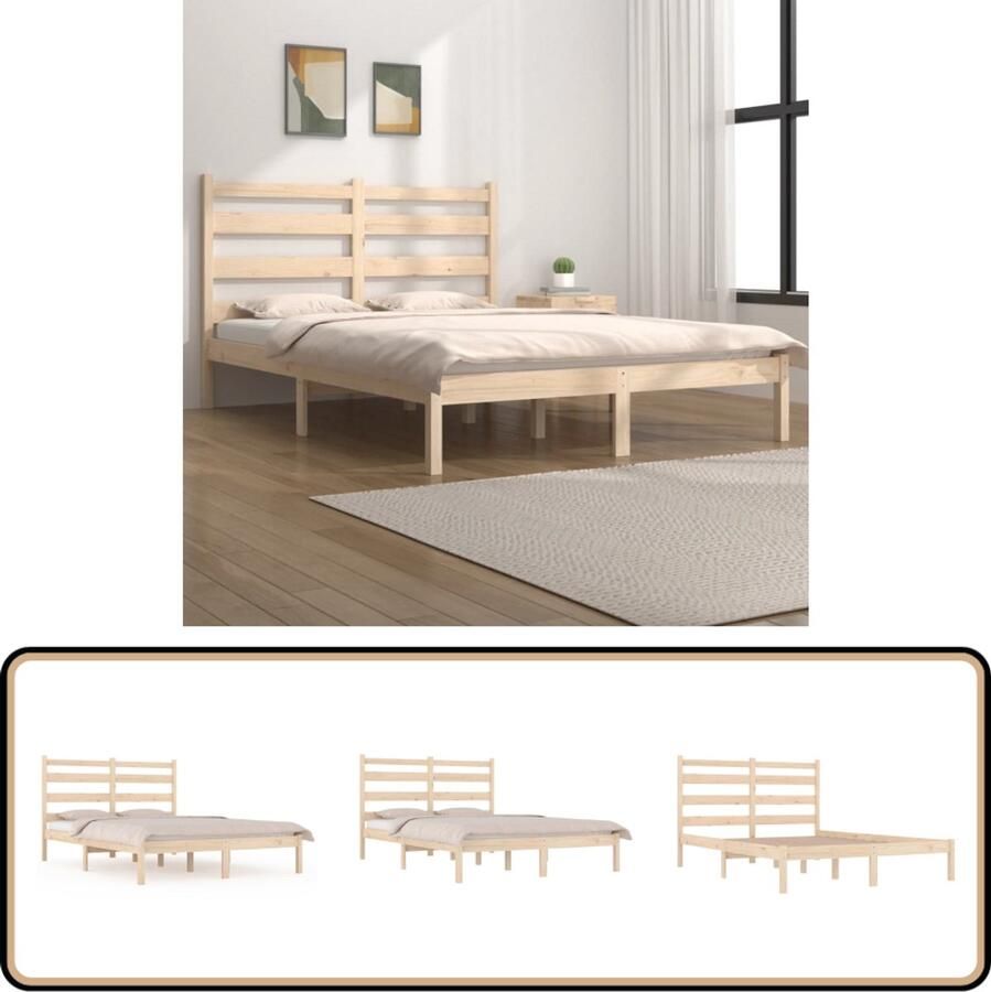 VidaXL Bedframe Massief Grenenhout 120x190 cm Klassieke Houten Bed Frame Grenenhout Bedframe Massief Houten Bed Tweepersoons Bed Boxspring Bed Frame 120x190 Bed Frame Klein Dubbel