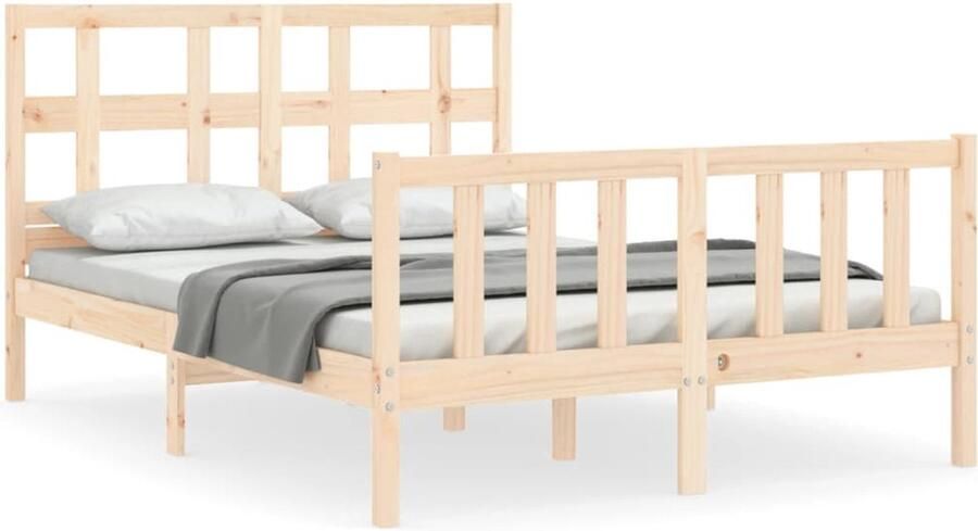 VidaXL Bedframe Massief Grenenhout 120x190 cm Massief Grenenhouten Bed Frame Hoofd- En Voeteneind Lattenbodem Bruine Kleur Tweepersoonsbed Klein Dubbel - Foto 2