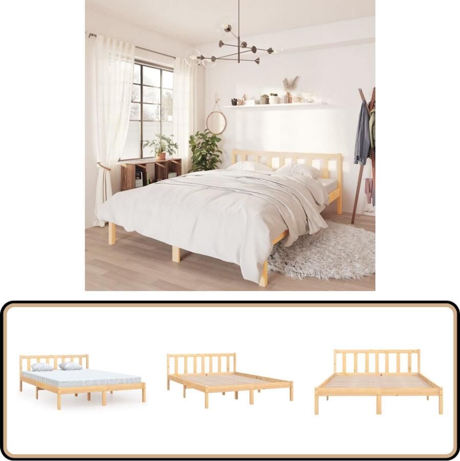 The Living Store Bedframe Grenenhout 120 x 190 cm Massief Stijlvol Massief Hout Bed Frame Grenenhout Bed Frame Bed Frame 120x190 Tweepersoons Bed Frame Modern Bed Frame