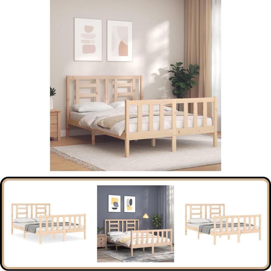 VidaXL Bedframe Massief Grenenhout 120x190 cm Massief Hout Bed Frame Grenenhout Bed Tweepersoons Bed Bruine Bed Slaapkamer Meubels