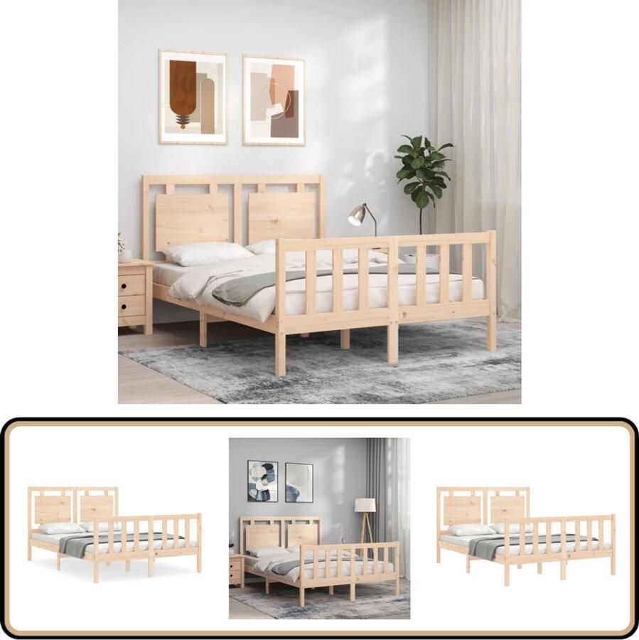 VidaXL Bedframe Massief Grenenhout 120x190 cm Massief Hout Bed Frame Grenenhouten Bed Hoofd- En Voeteneind Bed Tweepersoons Bed Boxspring Bed Kopen