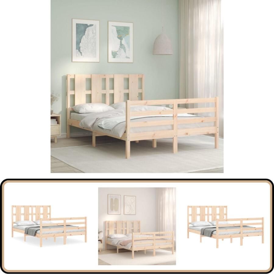 VidaXL Bedframe Massief Grenenhout 120x190 cm Massief Hout Bed Frame Grenenhouten Bed Slaapcomfort Tweepersoons Bed Boxspring Bed Stapelbare Bedden