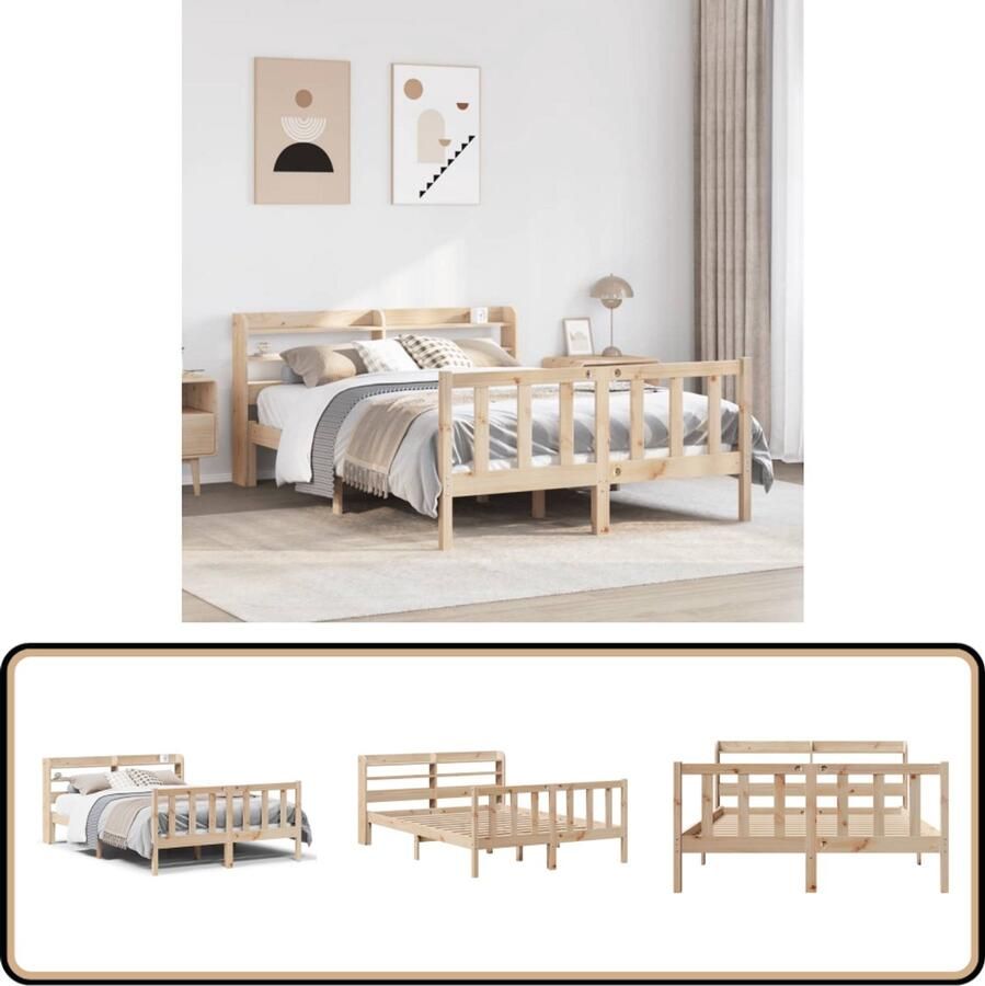 VidaXL Bedframe Massief Grenenhout 120x190 cm Massief Houten Bed Grenen Hout Bed Frame Rustiek Bed Met Opbergruimte