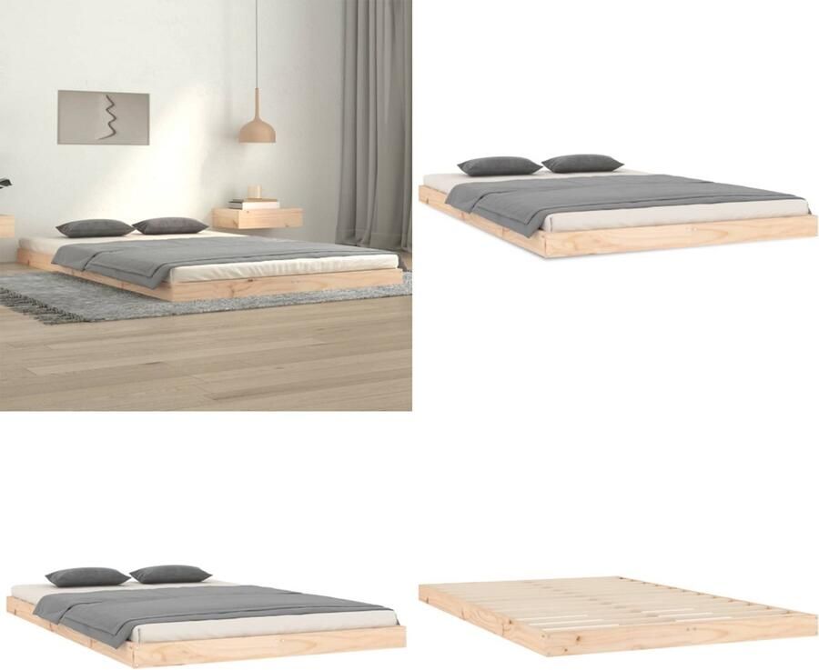 VidaXL Bedframe massief grenenhout 120x200 cm Bedframe Bedframes Ledikant Ledikanten