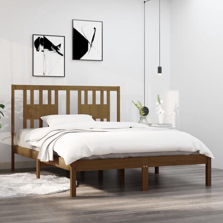 VidaXL Bedframe Massief Grenenhout 120x200 cm Houten Bed Frame Tweepersoons Bed Massief Grenenhout Honigbruin Boxspring Bed Slaapcomfort - Foto 2
