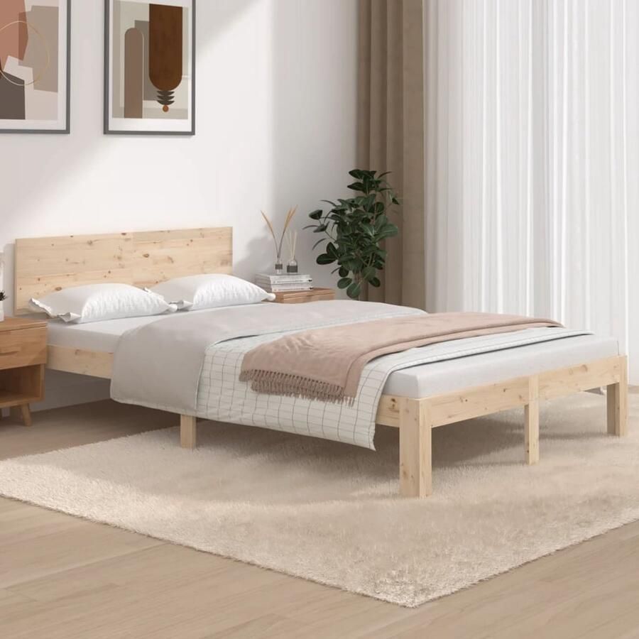VidaXL Bedframe Massief Grenenhout 120x200 cm Houten Bedframe Grenenhout Bedframe Modern Bedframe Rustiek Bedframe King Size Bedframe Tweepersoons Bedframe 120x200 - Foto 2