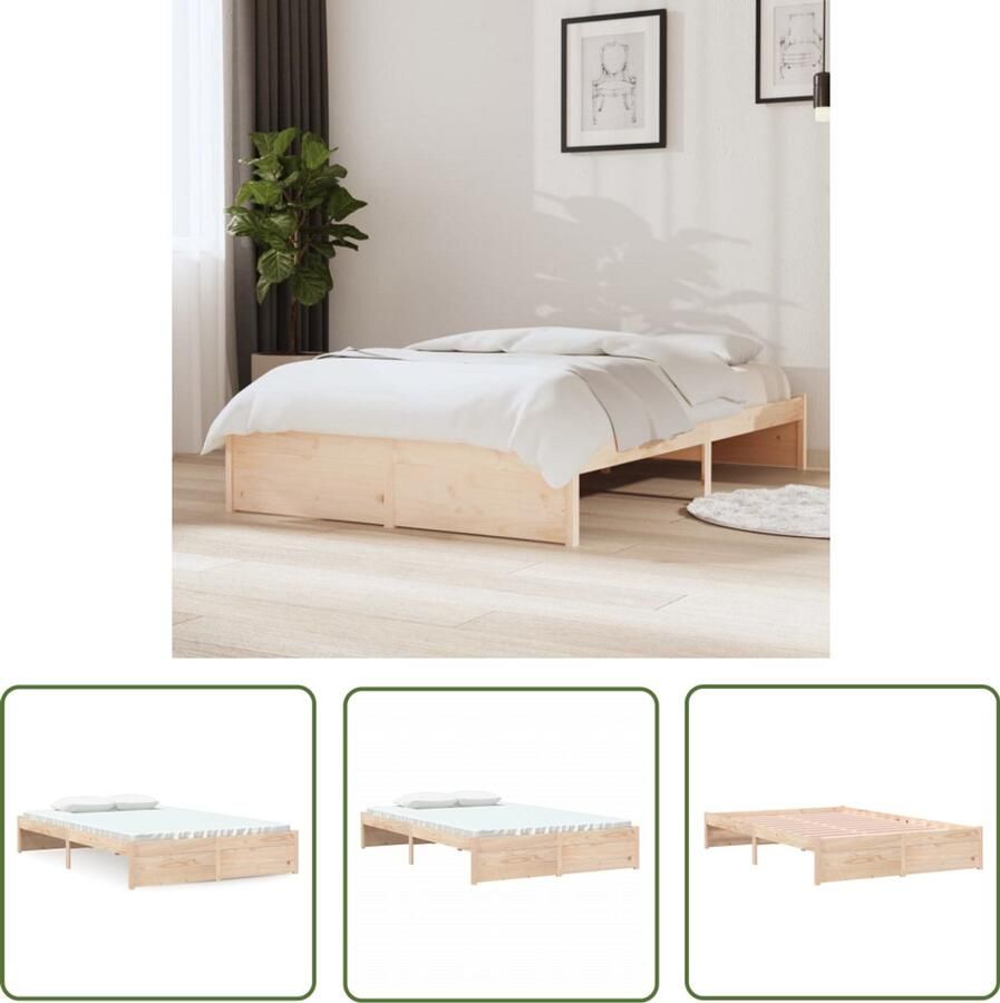 VidaXL Bedframe Massief Grenenhout 120x200 cm Houten Bedframe Grenenhout Bedframe Modern Bedframe Stabiel Bedframe Tweepersoons Bedframe Slaapcomfort