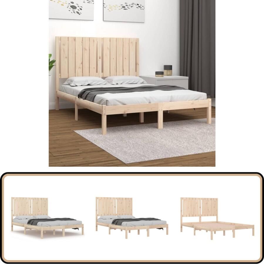 VidaXL Bedframe Massief Grenenhout 120x200 cm Houten Bedframe Grenenhout Bedframe Modern Bedframe Rustic Bedframe King Size Bedframe