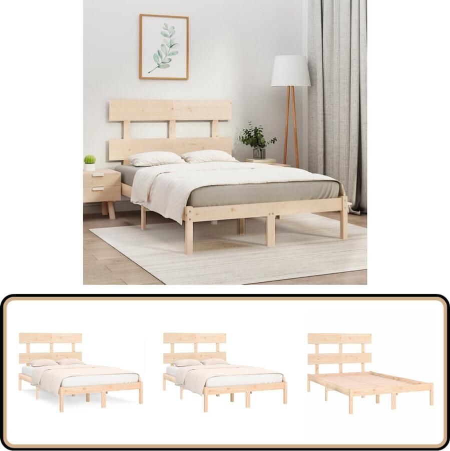 VidaXL Bedframe Massief Grenenhout 120x200 cm Houten Bedframe Massief Grenenhout Bedframe 120x200 Tweepersoonsbed Rustic Bedframe