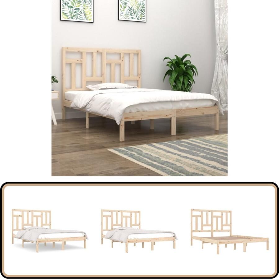 VidaXL Bedframe Massief Grenenhout 120x200 cm Houten Bedframe Massief Grenenhout Bedframe 120x200 Modern Design Rustiek