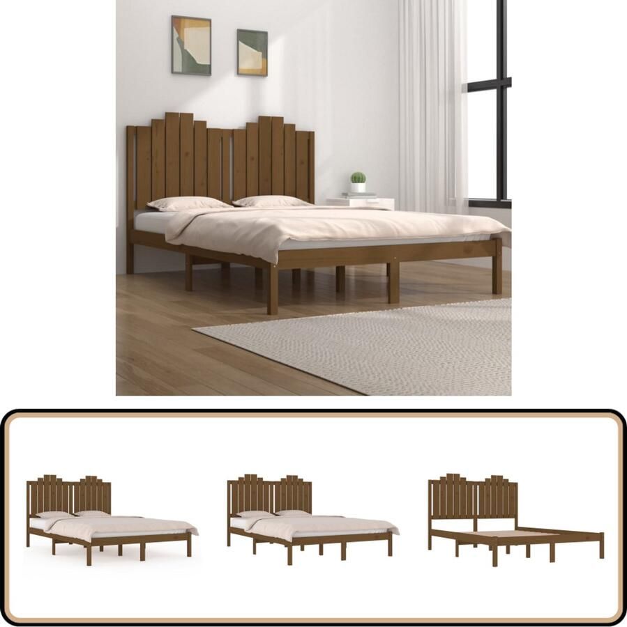VidaXL Bedframe Massief Grenenhout 120x200 cm Klassieke Bed Frame Houten Bed Frame Grenenhout Bed Frame Tweepersoons Bed Frame King Size Bed Frame