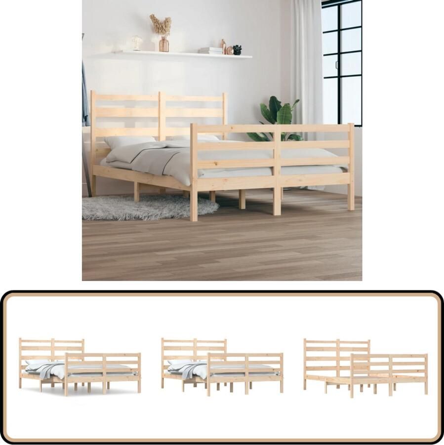 VidaXL Bedframe Massief Grenenhout 120x200 cm Klassieke Bed Frame Houten Bed Frame Grenenhouten Bed Frame Tweepersoons Bed Frame Slaapkamer Meubels