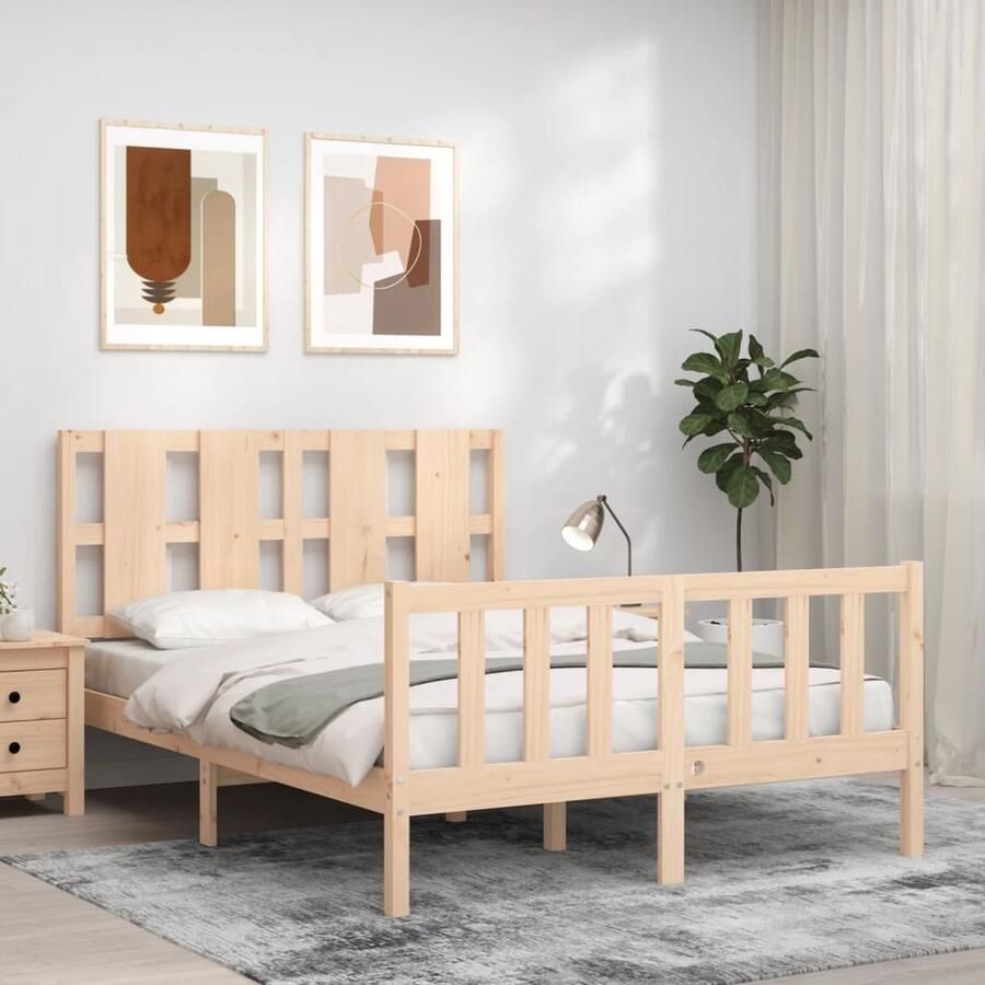 VidaXL Bedframe Massief Grenenhout 120x200 cm Massief Grenen Bed Frame Grenenhout Bed Houten Bed Tweepersoons Bed Boxspring Bed Slaapcomfort Bedroom Furniture - Foto 2