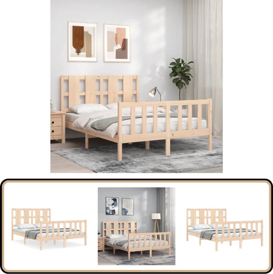 VidaXL Bedframe Massief Grenenhout 120x200 cm Massief Grenen Bed Frame Grenenhout Bed Houten Bed Tweepersoons Bed Boxspring Bed Slaapcomfort Bedroom Furniture