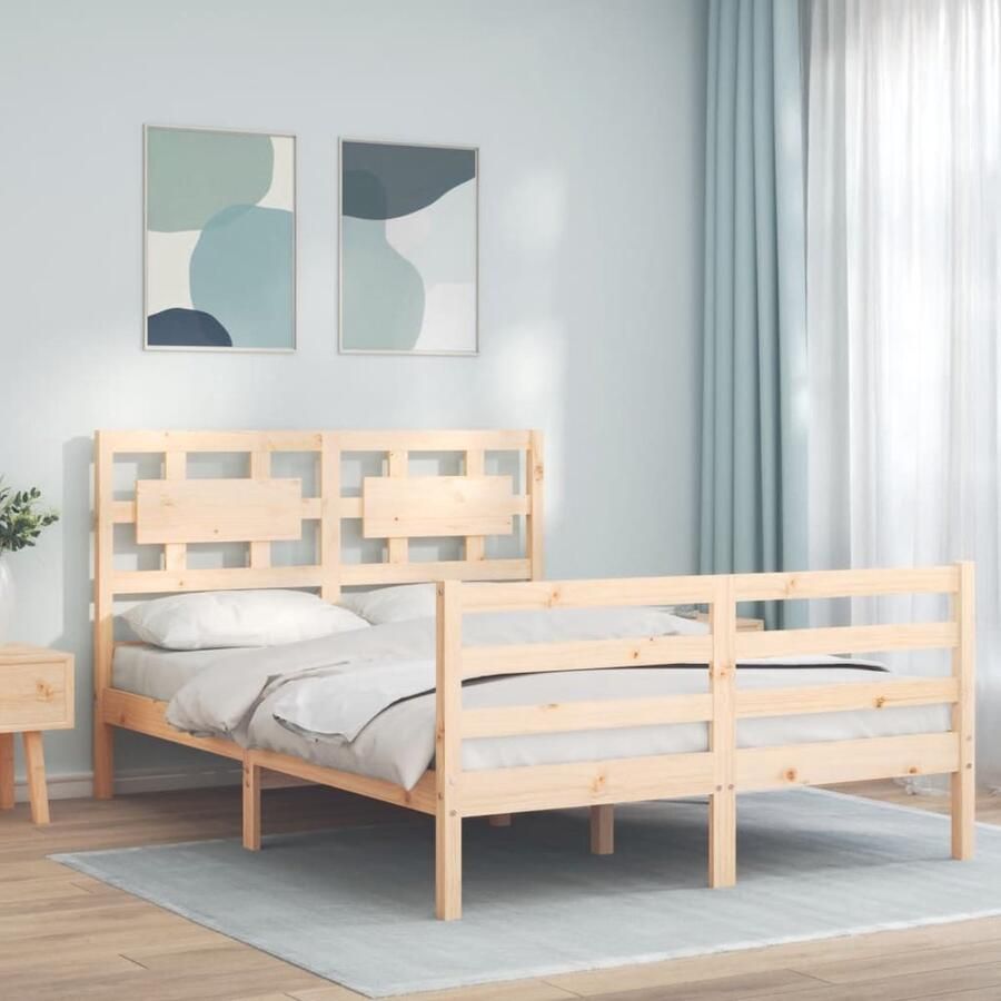 VidaXL Bedframe Massief Grenenhout 120x200 cm Massief Hout Bed Frame Grenen Bed Bruine Bed Tweepersoons Bed Boxspring Bed Slaapkamer Meubels - Foto 2