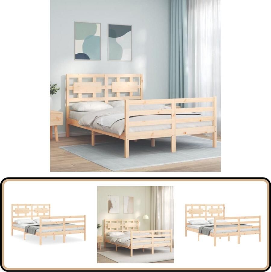 VidaXL Bedframe Massief Grenenhout 120x200 cm Massief Hout Bed Frame Grenen Bed Bruine Bed Tweepersoons Bed Boxspring Bed Slaapkamer Meubels