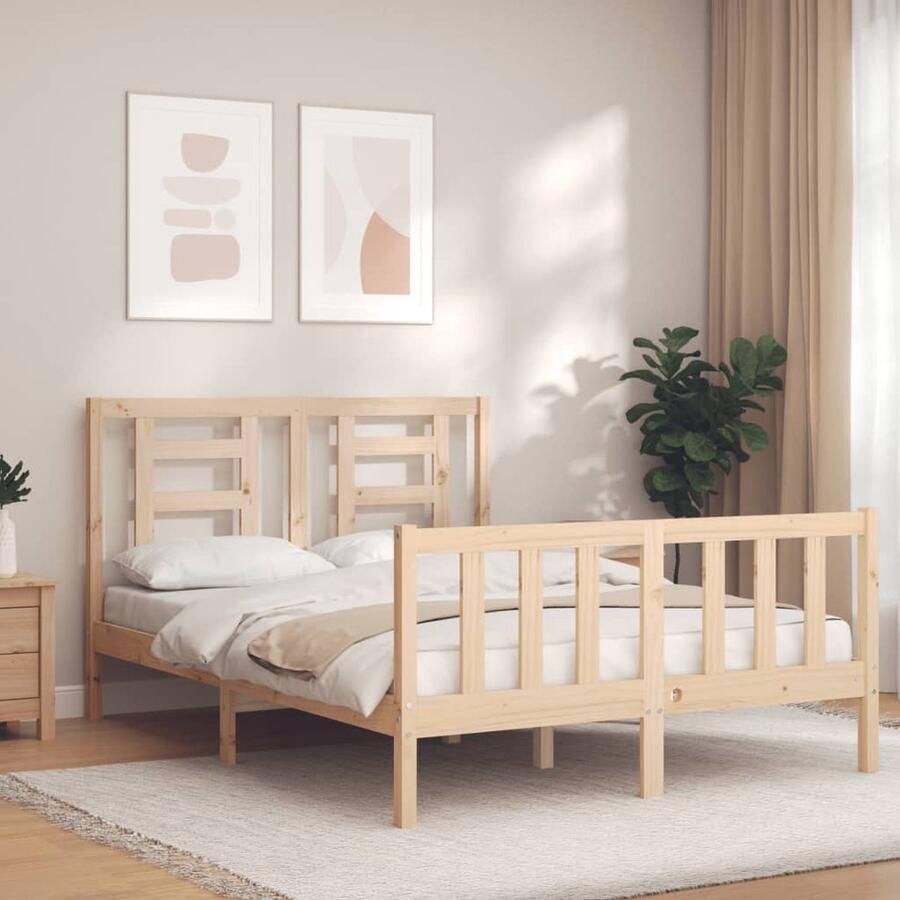 VidaXL Bedframe Massief Grenenhout 120x200 cm Massief Hout Bed Frame Grenenhout Bed Tweepersoons Bed Bruine Bed Hoofd- En Voeteneinde Boxspring Bed - Foto 2