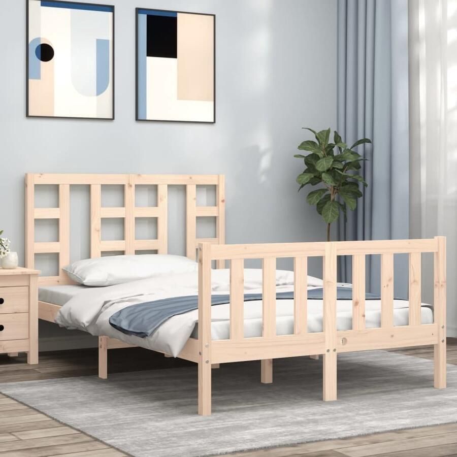VidaXL Bedframe Massief Grenenhout 120x200 cm Massief Hout Bed Frame Grenenhouten Bed Hoofd- En Voeteneind Tweepersoons Bed Boxspring Bed Slaapkamer Meubels - Foto 2