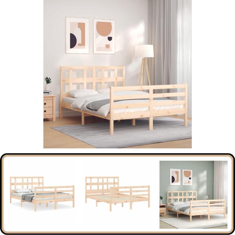 VidaXL Bedframe Massief Grenenhout 120x200 cm Massief Hout Bed Frame Grenenhouten Bed Tweepersoons Bed Boxspring Bed Slaapkamer Meubels