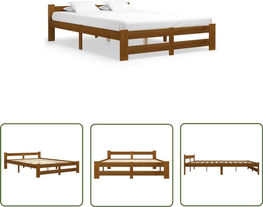 VidaXL Bedframe Massief Grenenhout 120x200 cm Massief Houten Bed Frame Grenenhout Bed Honig Bruin Bed Tweepersoons Bed Frame 120x200 Slaapcomfort Design Bed Frame Elegant Bed Frame