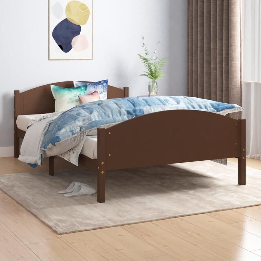 VidaXL Bedframe Massief Grenenhout 120x200 cm Massief Houten Bedframe Grenenhout Bed Donkere Bruine Bed Tweepersoons Bed Boxspring Bed Slaapcomfort Slaapkamersdecoratie Bedroom Furniture Bed Kopen - Foto 2