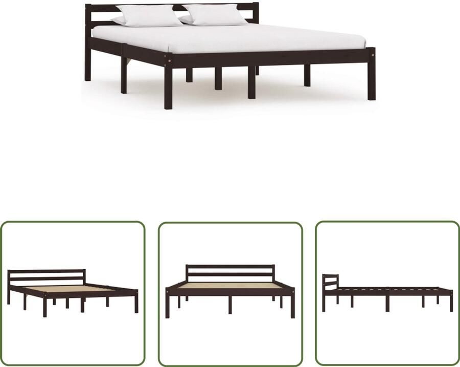 VidaXL Bedframe Massief Grenenhout 120x200 cm Massieve Houten Bedframe Donkerbruine Bedbank Tweepersoons Bed Grenenhout Bed Modern Bedframe Slaapkamers Meubels Boxspring Bed Kopen Bedstelling