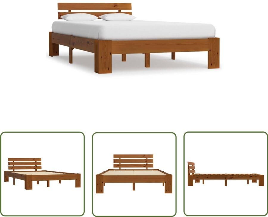 VidaXL Bedframe Massief Grenenhout 120x200 cm Massieve Houten Bedframe Honingbruine Bedbank Grenenhout Bed Tweepersoons Bed Boxspring Bed Modern Bed Design Bed Slaapkamers Meubels Bedroom Furniture