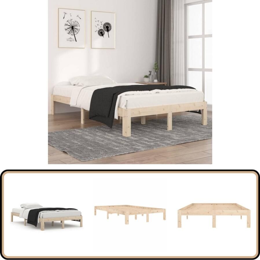 VidaXL Bedframe massief grenenhout 120x200 cm Modern Bedframe Houten Bed Slaapkamer Meubels Grenenhout Bed Tweepersoons Bed