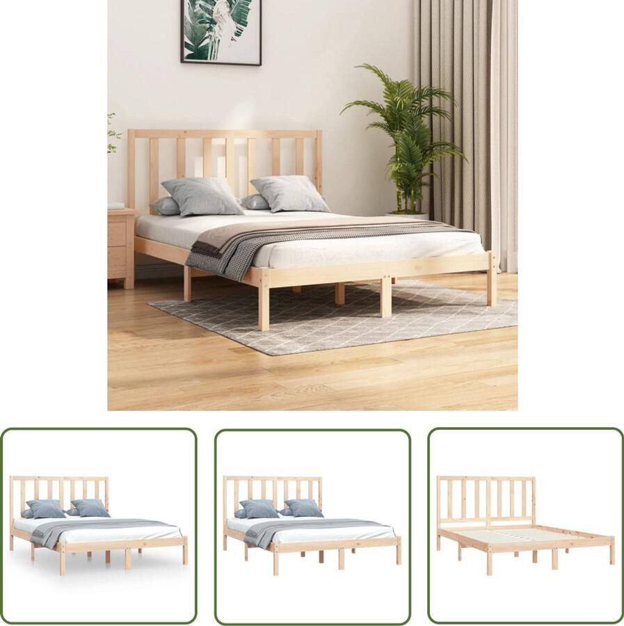 VidaXL Bedframe Massief Grenenhout 120x200cm Houten Bedframe Grenenhout Bedframe Bruin King Size Bedframe Tweepersoons Bedframe Stabiele Bedframe Luxe Bedframe Modern Bedframe Landelijk Bedframe