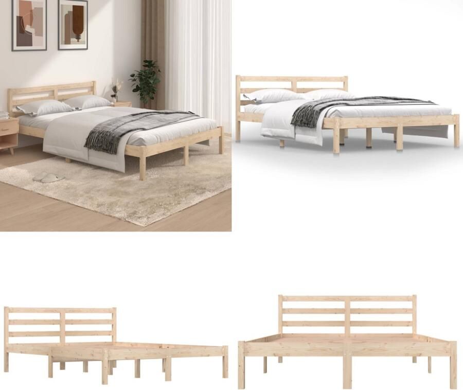 VidaXL Bedframe massief grenenhout 135x190 cm Bedframe Bedframes Bed Bedbodem