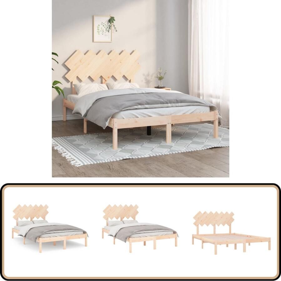 VidaXL Bedframe Massief Grenenhout 135x190 cm Houten Bed Frame Massief Grenenhout Dubbele Bed Bedframe Kopen Bedheadboard