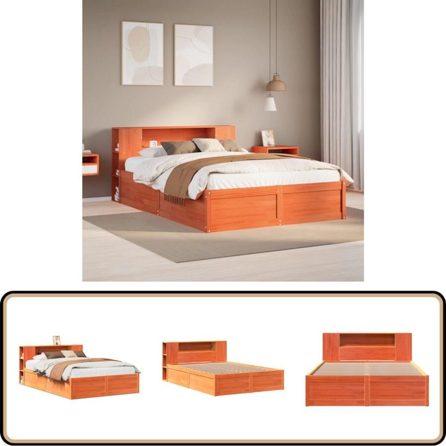 VidaXL Bedframe Massief Grenenhout 135x190 cm Massief Hout Bed Grenenhout Bed Bedframe Tweepersoons Bed Stapelbare Bed