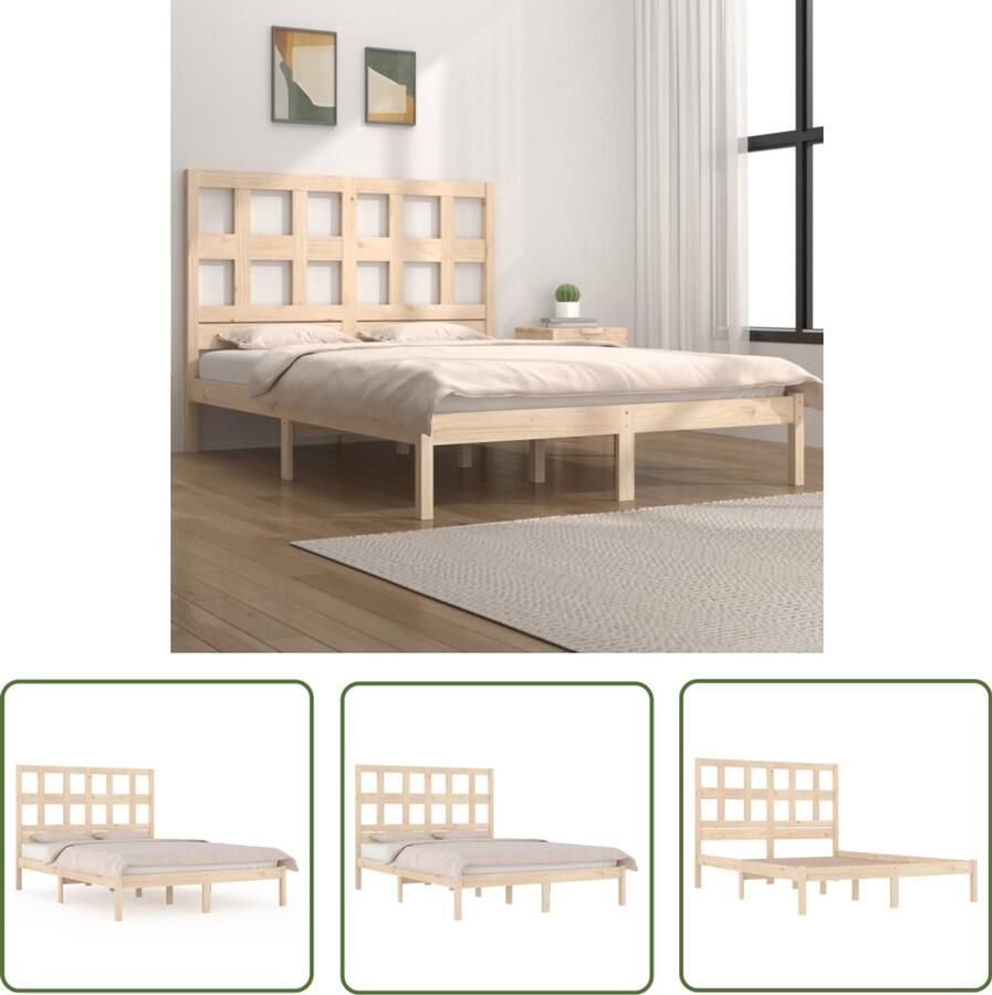 VidaXL Bedframe Massief Grenenhout 135x190 cm Massief Hout Bed Grenenhout Bed Tweepersoon Bed Boxspring Bed Modern Bed Design Bed Comfortabele Bed