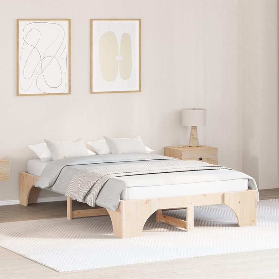 VidaXL Bedframe Natuurlijk Hout Massief Grenenhout Tweepersoons Duurzaam