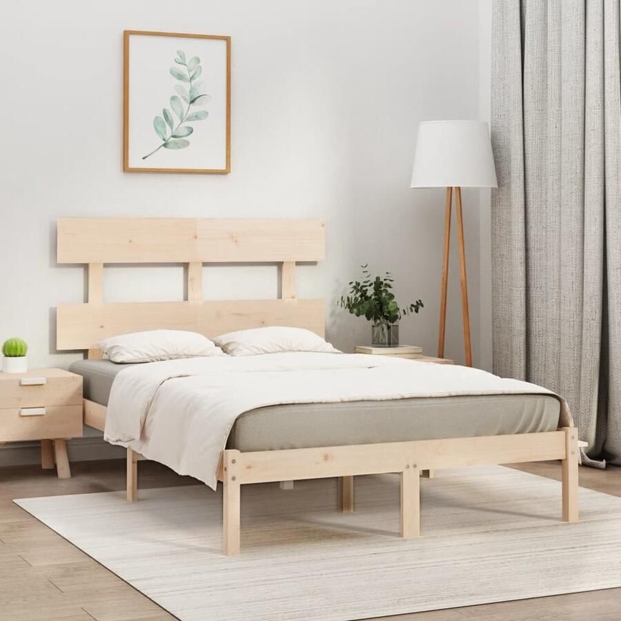 VidaXL Bedframe massief hout 140x200 cm Grenen Houten Bedframe Massief Grenenhout Bedframe Bruin King Size Bed Tweepersoonsbed Hoofdbord Stapelbare Boxspring - Foto 2