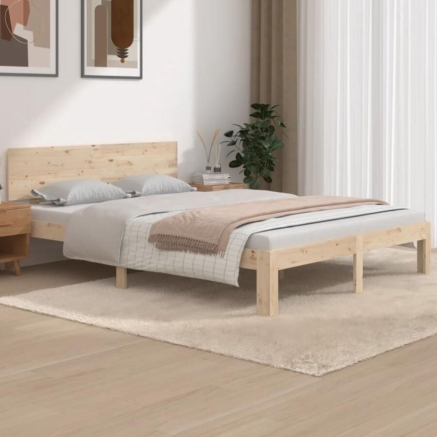 VidaXL Bedframe Massief Grenenhout 140x190 cm Massief Grenenhouten Bedframe Rustiek Bedframe 140x190 Modern Bedframe Houten Bedframe - Foto 2