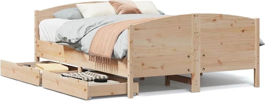 VidaXL Bedframe Massief Grenenhout 140x190 cm