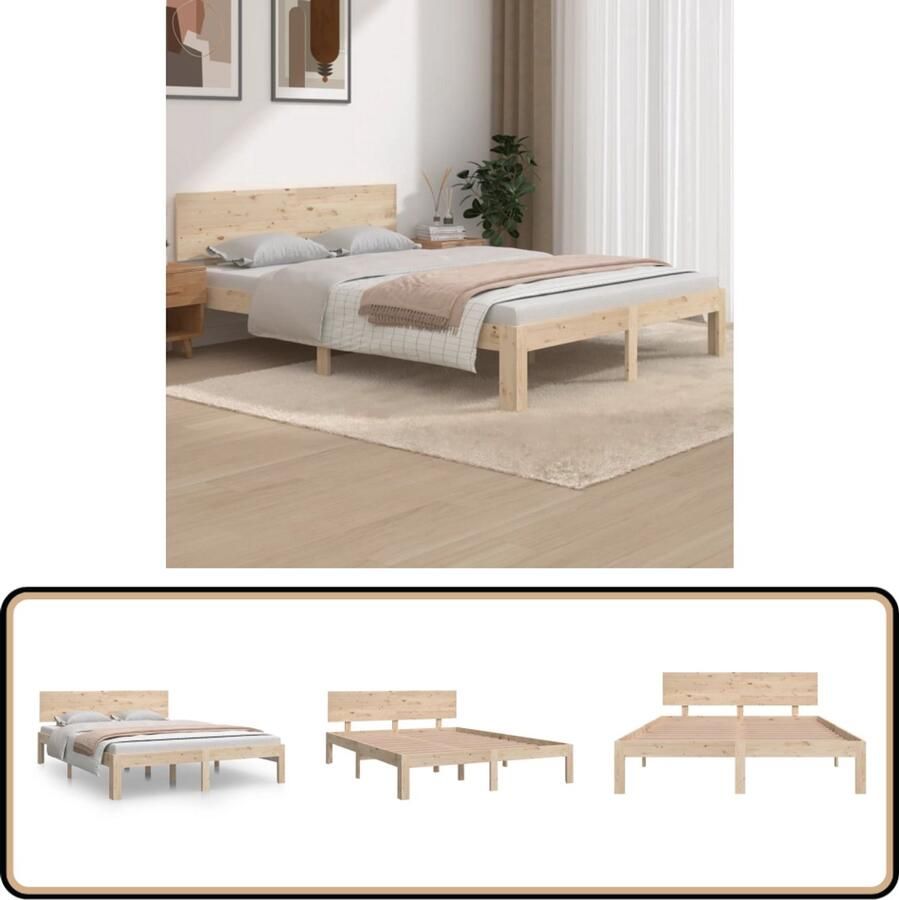 VidaXL Bedframe Massief Grenenhout 140x190 cm Massief Grenenhouten Bedframe Rustiek Bedframe 140x190 Modern Bedframe Houten Bedframe