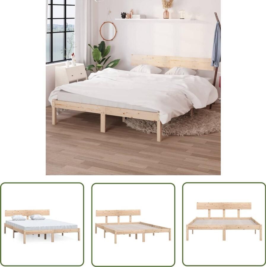 VidaXL Bedframe Massief Grenenhout 140x190 cm Massief Hout Bed Frame Grenenhout Bed Dubbel Bed Frame 140x190 Hoofdeinde Bed Modern Bed Frame Bruine Bed Frame
