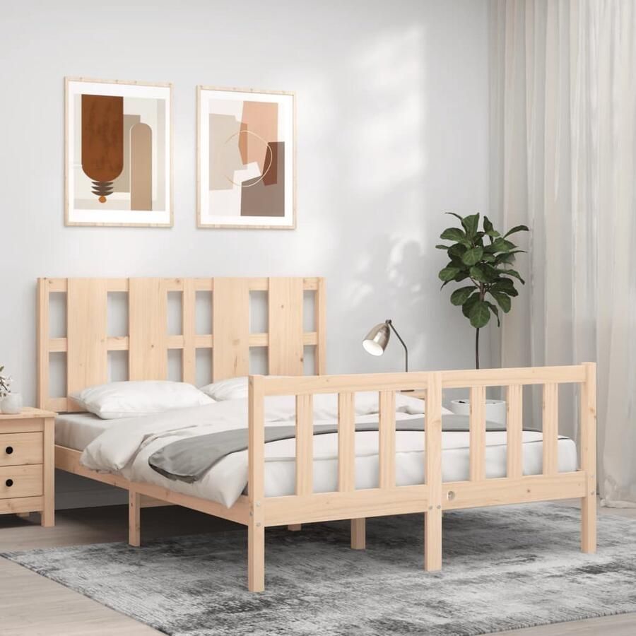 VidaXL Bedframe Massief Grenenhout 140x190 cm Massief Hout Bed Frame Grenenhouten Bed Houten Bed Tweepersoons Bed Boxspring Bed Kopen - Foto 2