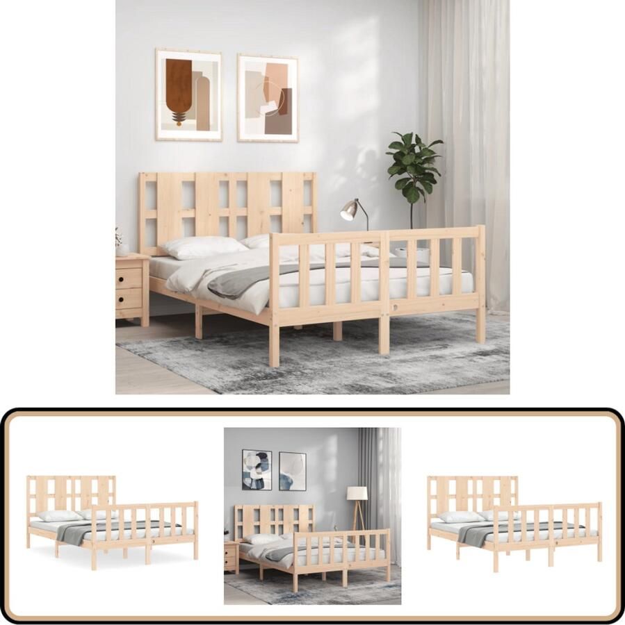 VidaXL Bedframe Massief Grenenhout 140x190 cm Massief Hout Bed Frame Grenenhouten Bed Houten Bed Tweepersoons Bed Boxspring Bed Kopen