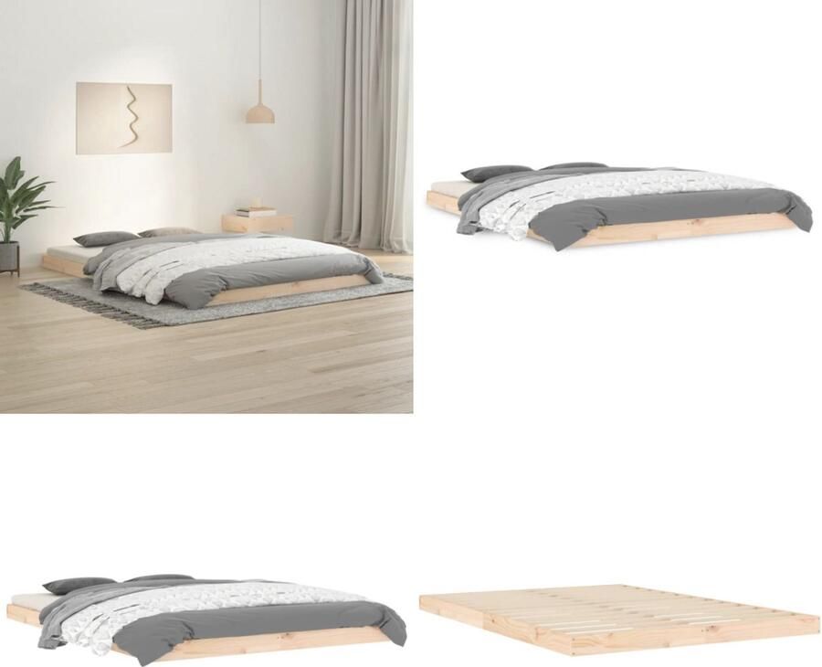 VidaXL Bedframe massief grenenhout 140x200 cm Bedframe Bedframes Ledikant Ledikanten