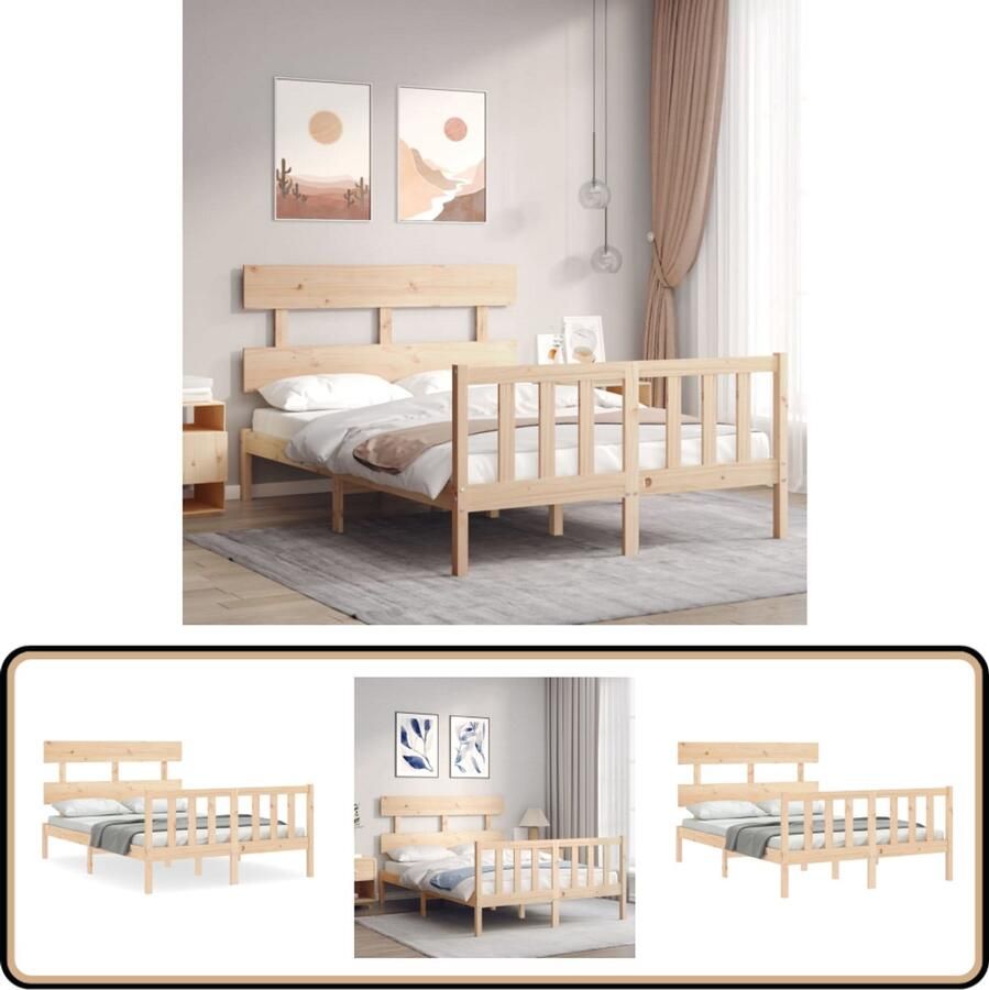 VidaXL Bedframe Massief Grenenhout 120x190 cm Massief Grenenhouten Bed Frame Houten Bed Bedstead Slaapcomfort Bedroom Furniture King Size Bed Tweepersoonsbed Boxspring Bed Bedstee