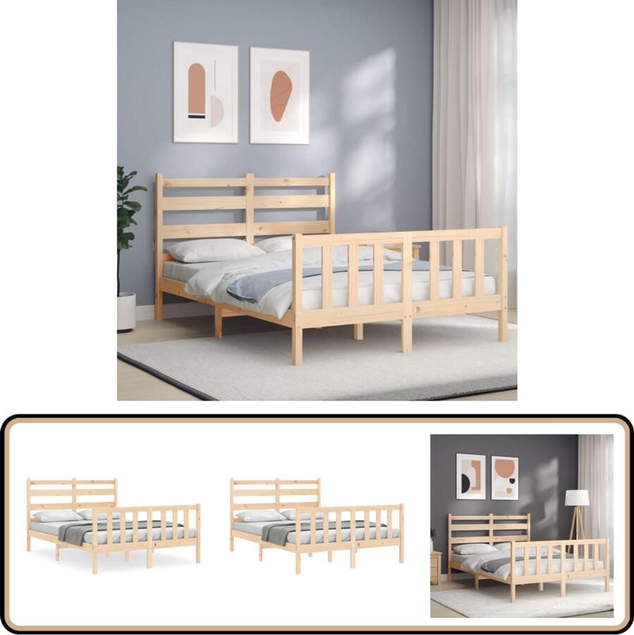 VidaXL Bedframe Massief Grenenhout 140x200 cm Massief Hout Bed Grenenhout Bed Tweepersoons Bed Bruine Bed Slaapkamer Meubels Boxspring Frame