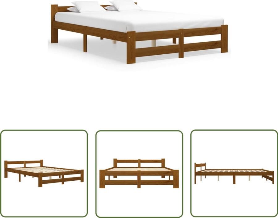 VidaXL Bedframe Massief Grenenhout 140x200 cm Massief Houten Bed Frame Honingbruin Bed Tweepersoons Bed Grenenhouten Bed Frame Kopen Slaapkamers Meubels Bedroom Furniture